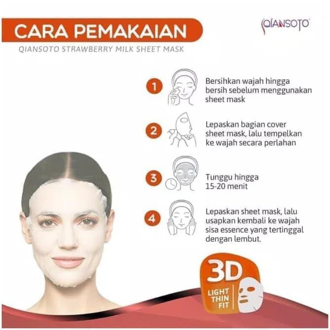 Magic Strawberry Milk Qiansoto 3D Mask Bpom - Facial Tissue Mask