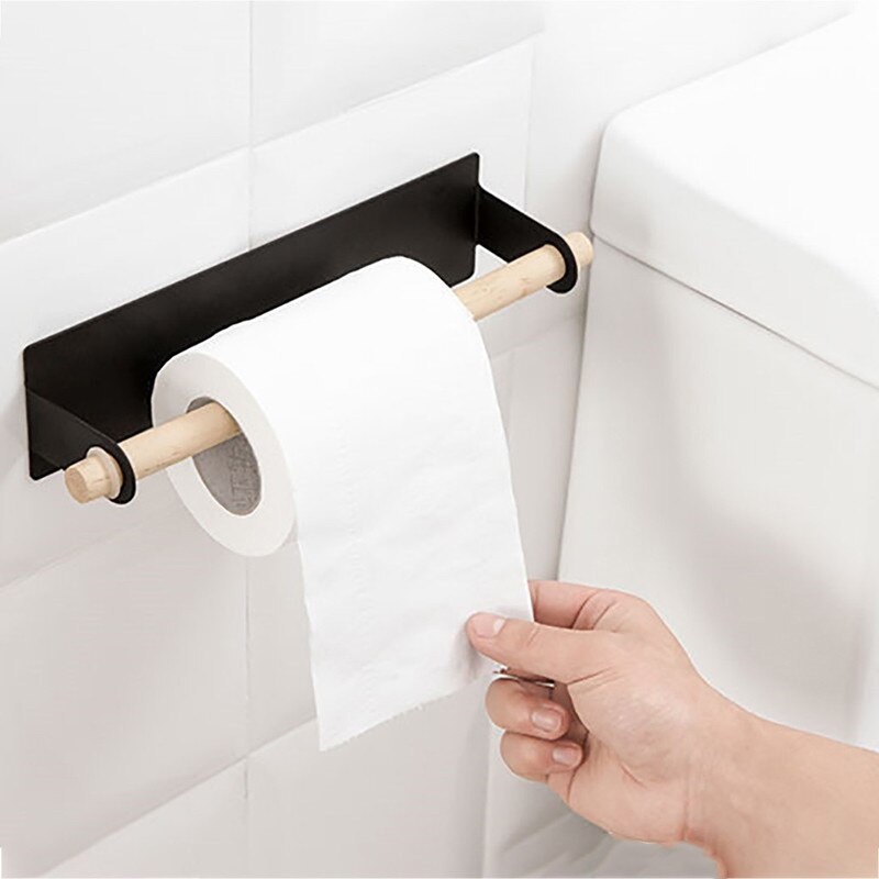 Gantungan Tempat Tisu Toilet Handuk Serbaguna Model Roll - Black