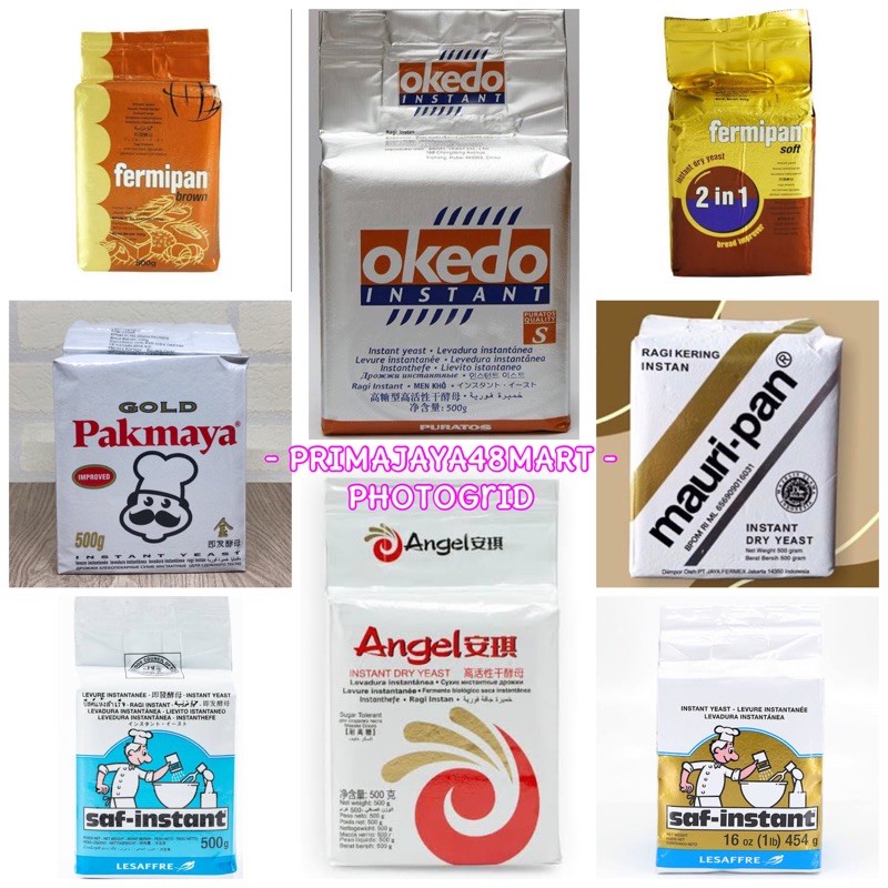 

RAGI/ INSTANT DRY YEAST 500G (FERMIPAN BROWN/ SOFT 2in1/ OKEDO/ SAF-INSTANT GOLD/ PAKMAYA/ MAURIPAN)