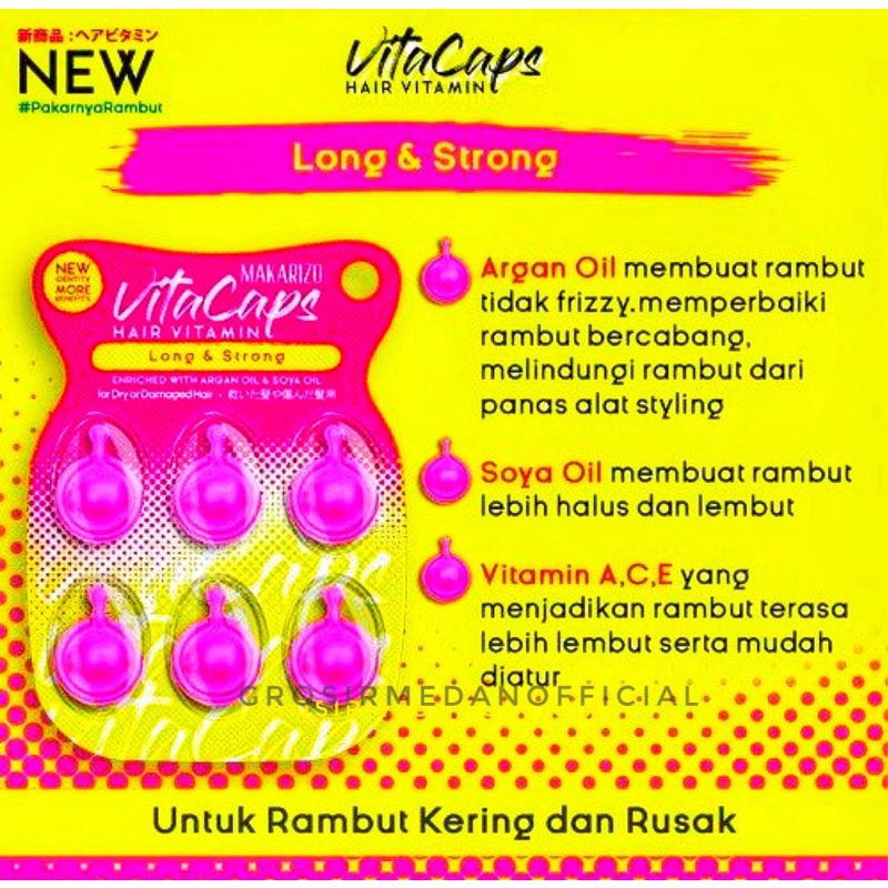 MAKARIZO VITACAPS HAIR VITAMIN - VITAMIN RAMBUT KAPSUL UNTUK RAMBUT RAPUH KUSAM KERING BERCABANG - MENJADIKAN RAMBUT LEMBUT HITAM BERKILAU MUDAH DIATUR