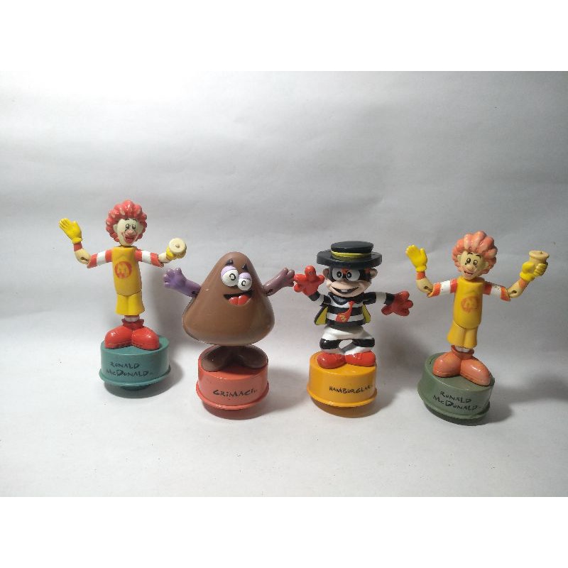 Maskot Ronald Grimace Hamburglar Collapsible Collapsing Thumb Push Jempol Tekan Bow Bend Down 2003 H