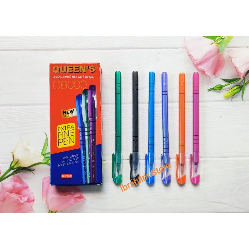 (ECER) PULPEN QUEEN BALLPOINT FASTER PULPEN QUEEN'S C6000 PULPEN MURAH PULPEN LILIN MURAH