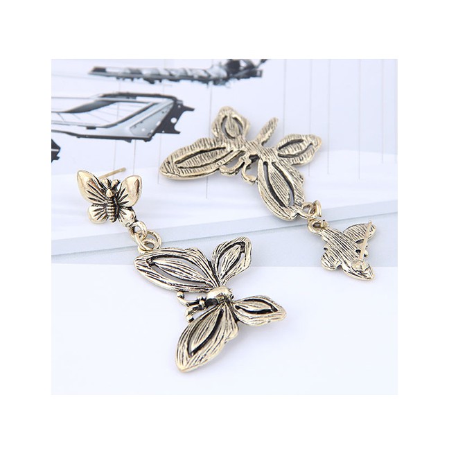 LRC Anting Tusuk Fashion Metal Bow Earrings A59145