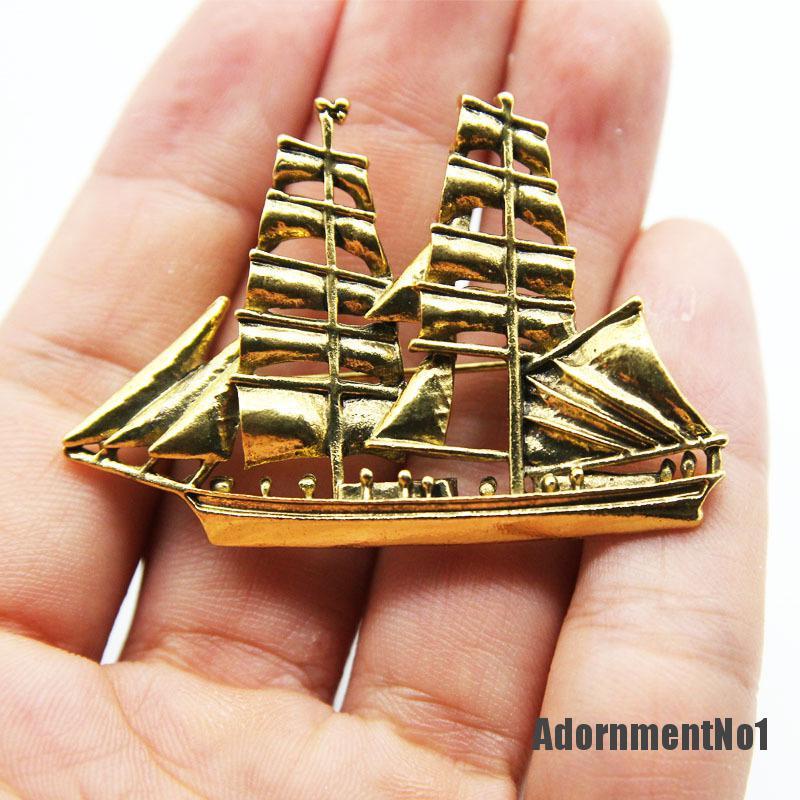 (Adornmentno1) Bros Pin Enamel Desain Perahu Hias Kristal Gaya Vintage