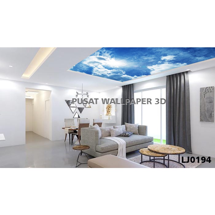 Cetak Wallpaper Plafon 3d Pemandangan Langit Awan Cerah
