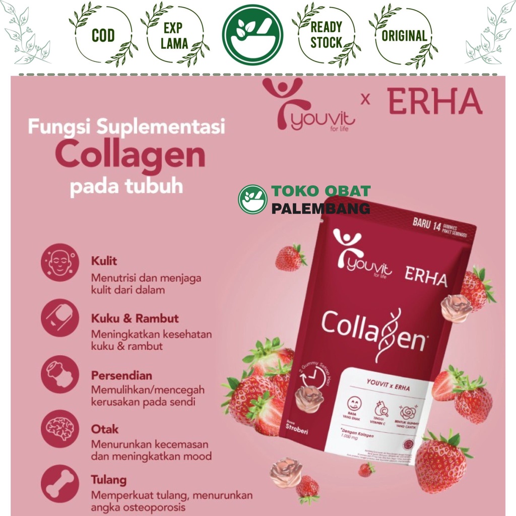 Jual Youvit X Erha Collagen Gummy Yupi Kolagen 1000mg Kecantikan Anti