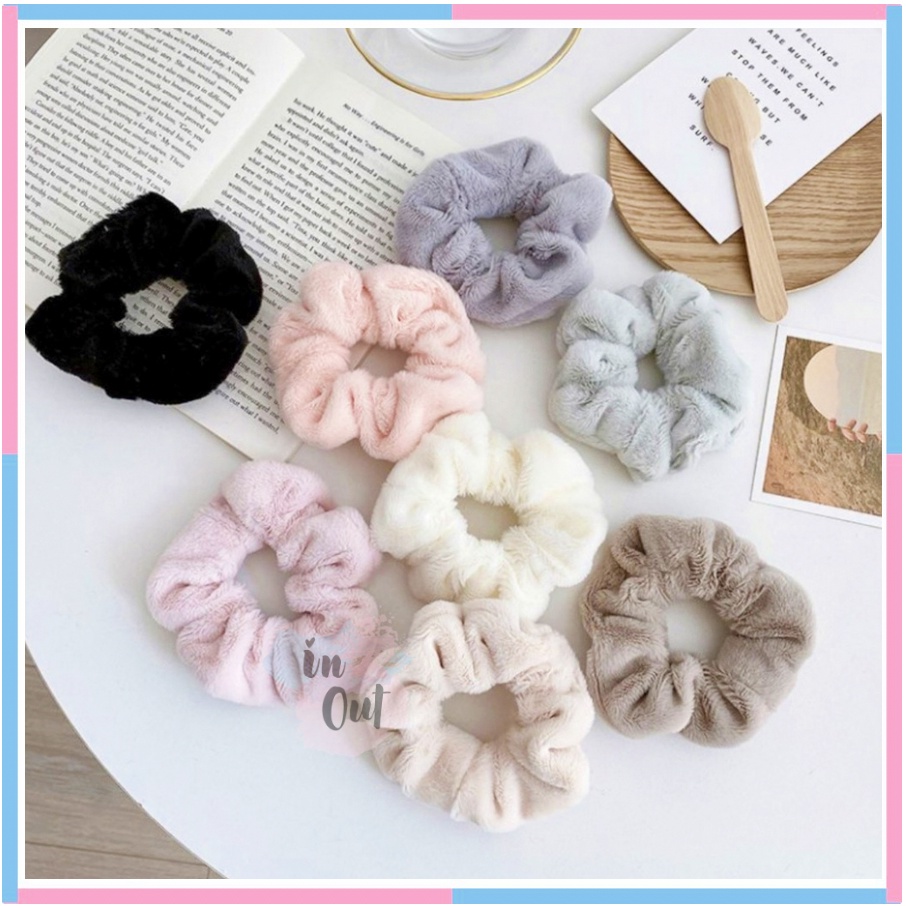 SCRUNCHIE BULU IKAT RAMBUT BULU RABBIT HAIR HALUS HAIR BAND SOFT ACC11