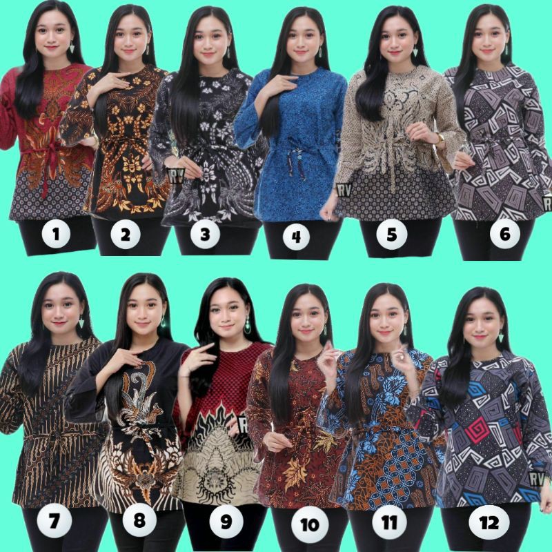 NEW ARRIVAL DISTRO ATASAN BORDIR CEWEK BLUS BATIK BIG SIZE M L XL XXL