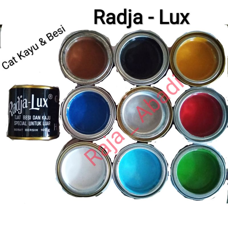 Cat Minyak - Cat kayu &amp; Besi - Radja-Lux - cat semprot dan kuas - cat kecil - cat lukis - cat warana warni - cat berbagai warna - cat 100gram