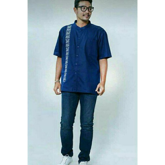 Boho Dannis Set Koko Anak Dewasa Biru Navy Putih Merah S