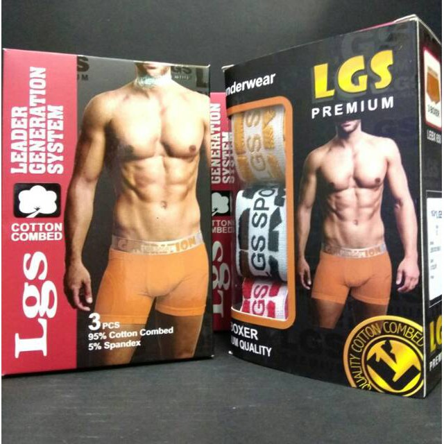 Celana Boxer Pria LGS 658 ISI 3Pcs|Celana dalam LGS Premium