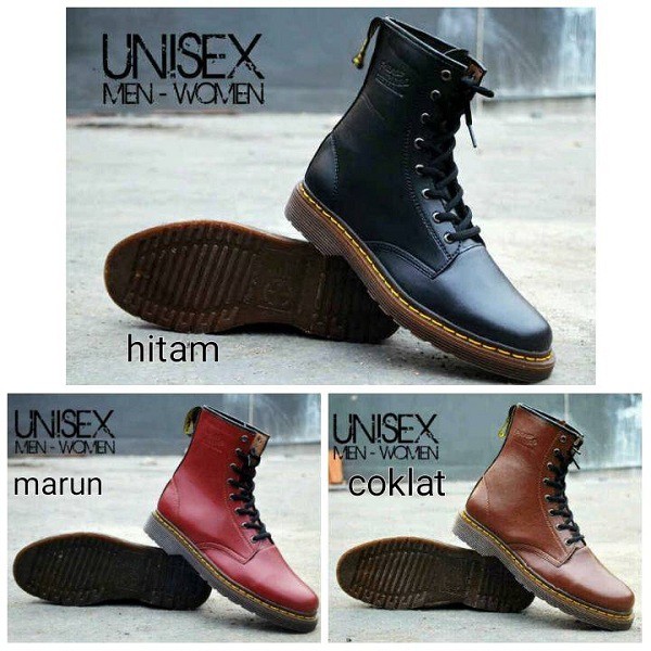 sepatu dr martin boots sleting kulit sintetis original handmade