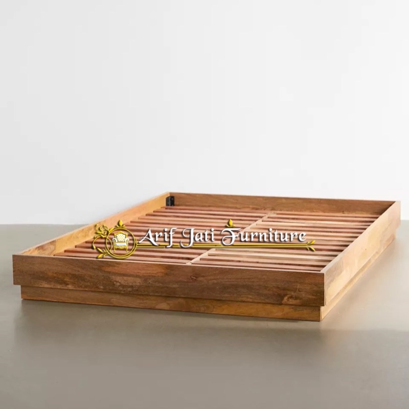 Dipan / Tempat Tidur Minimalis Kayu Jati Tanpa Sandaran