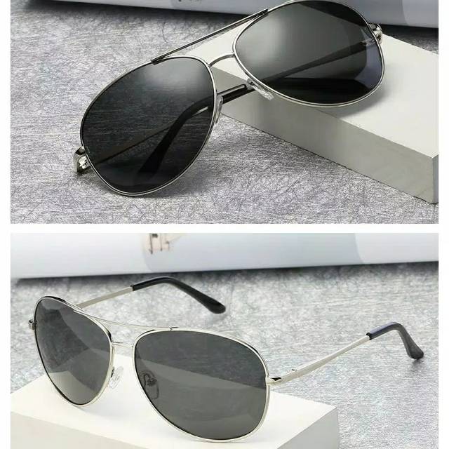 Original Polarized Kacamata anti Radiasi UV 400 Black Aviator P85