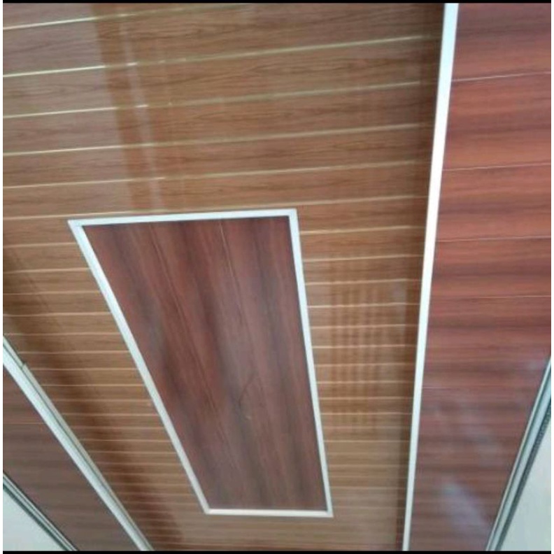 Plafon PVC motif serat kayu