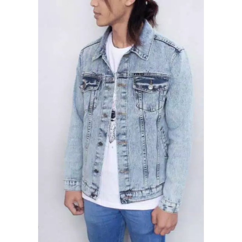 Jaket Jeans Lengan Panjang Pria Jaket Jeans Destro Pria Size:M-XXL