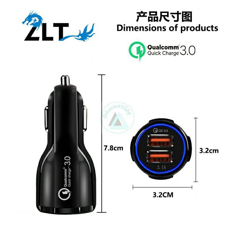 Colokan Mobil Motor Car Charger 2 Port QC 3.0