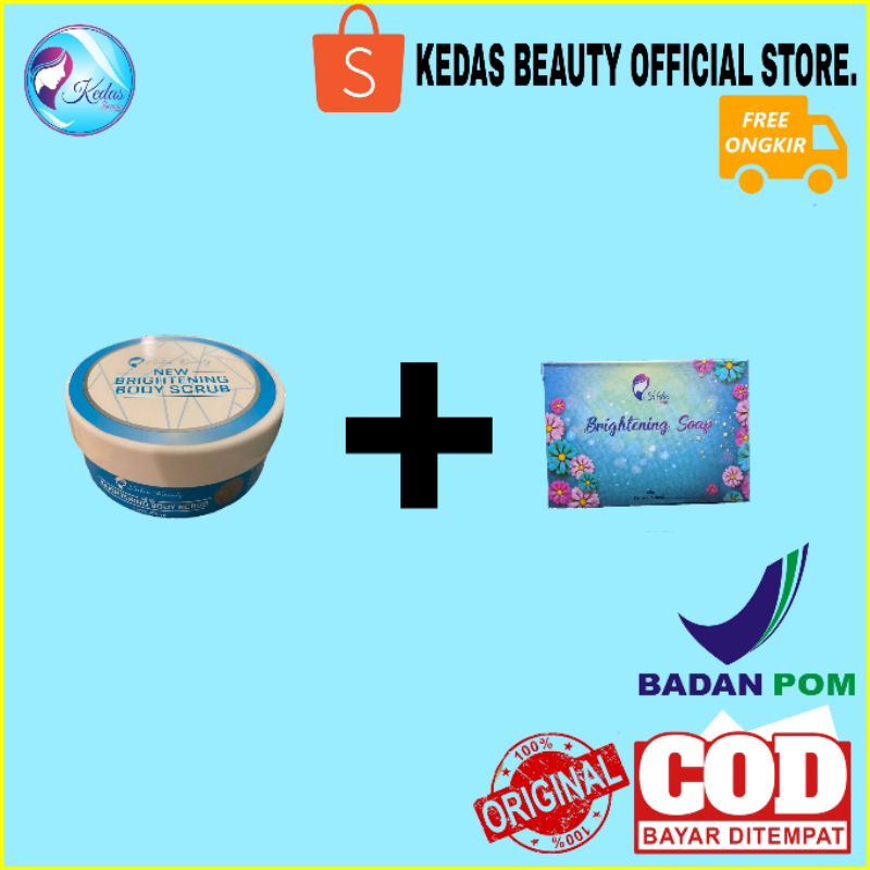 PAKET GLOWING SABUN KEDAS BEAUTY DAN BODY SERUM-SABUN + BODY SCRUB