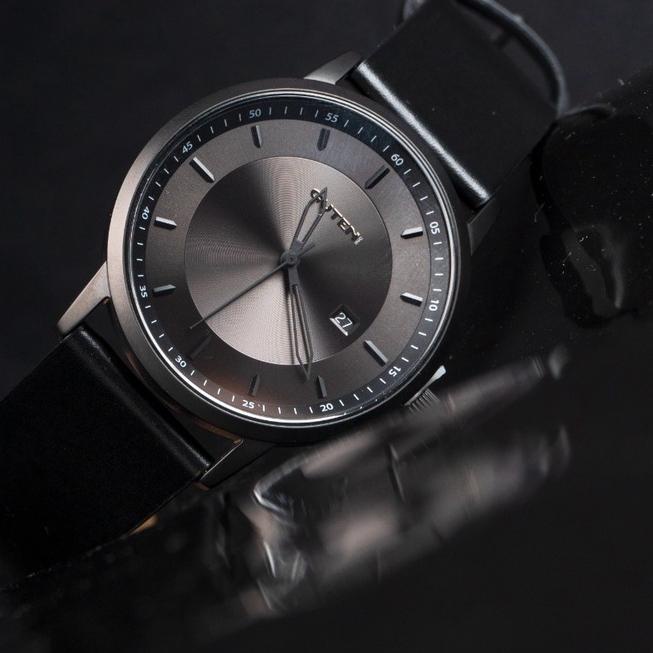 READY ✅Sincere Full Black Leather Watch - Jam Tangan Pria Guteninc|SQ2