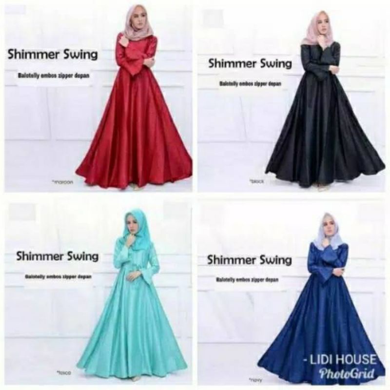 Shimmer swing dress fashion muslim remaja wanita