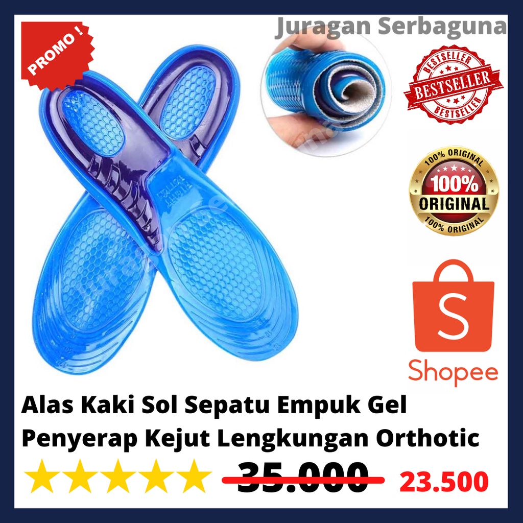 Alas Kaki Sol Sepatu Empuk Gel Penyerap Kejut Lengkungan Orthotic Biru