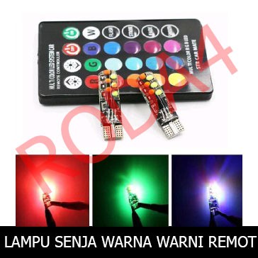 Lampu Senja Mobil T10 Warna Warni Remot Mobil Multi Color Remote