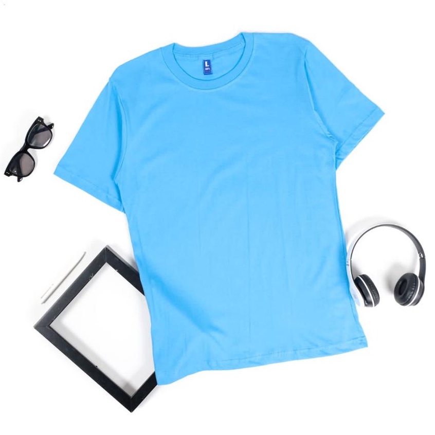 KAOS POLOS LENGAN PENDEK COTTON COMBED 30S-BIRU TURKIS