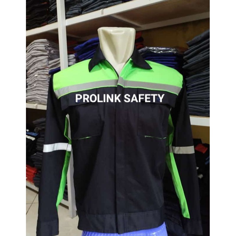 RESLETING BAJU SAFETY HIJAU STABILO DONGKER DRILL BERLOGO K3 BENDERA