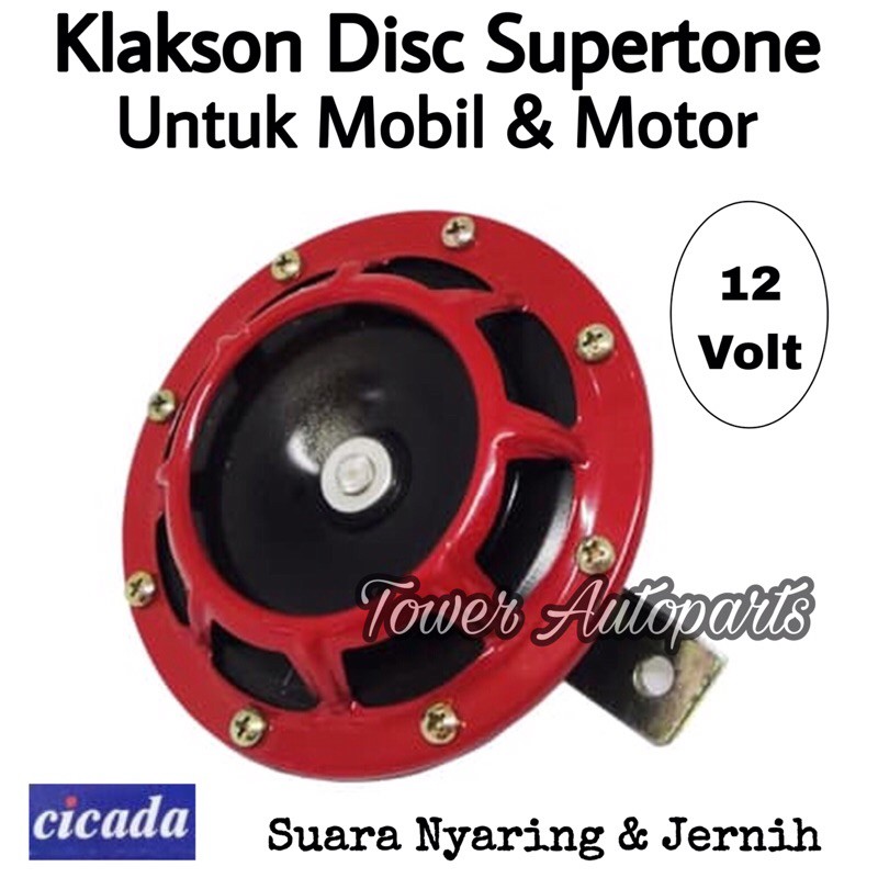 Klakson Mobil Motor 12 Volt &amp; Truk 24 Volt Model Disc Horn Supertone Jaring High Quality