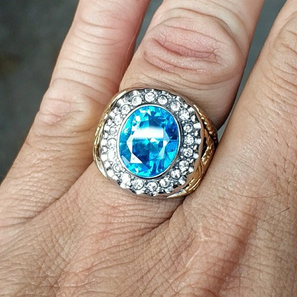 CINCIN BATU PERMATA ROYAL BLUE TOPAZ SKY MINIMALIS