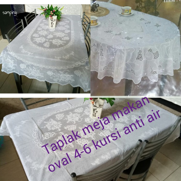Taplak Meja Makan - Taplak Meja Makan Oval Anti Air 4 Kursi