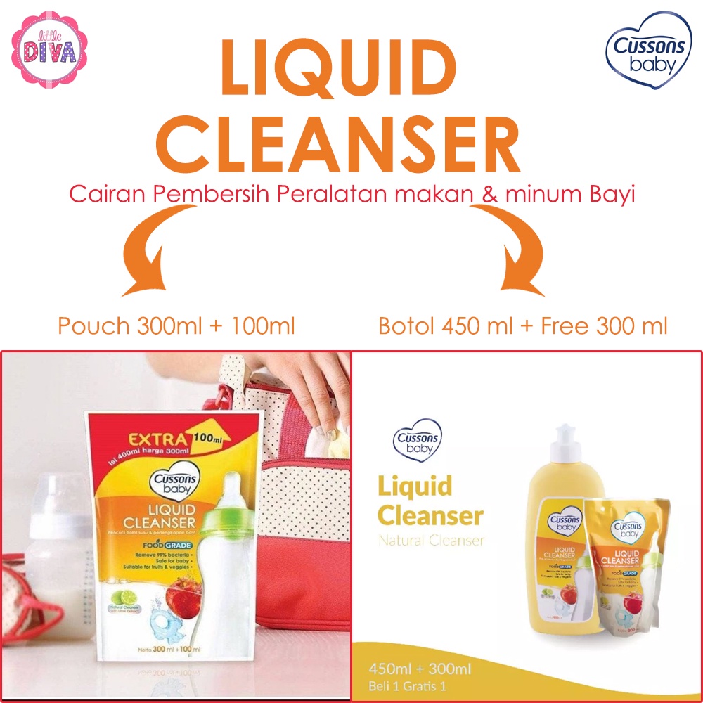 Sabun Cuci Botol Bayi Cussons LIQUID CLEANSER 300 ml + 100 ml CUSSON BABY Pelengkapan Bayi cuson