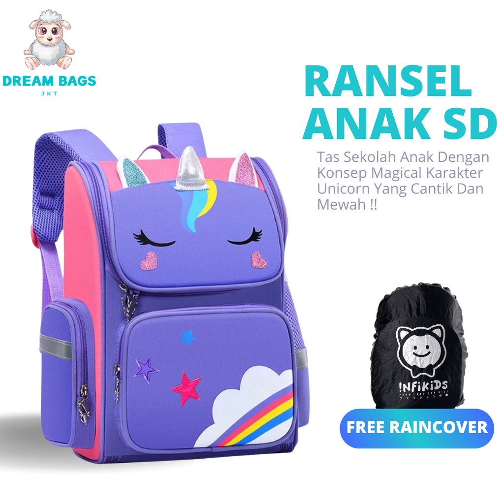 Dream Bags Tas Anak Sekolah Unicorn DB 160942 Ukuran SD Tas Anak Perempuan - Ransel Anak