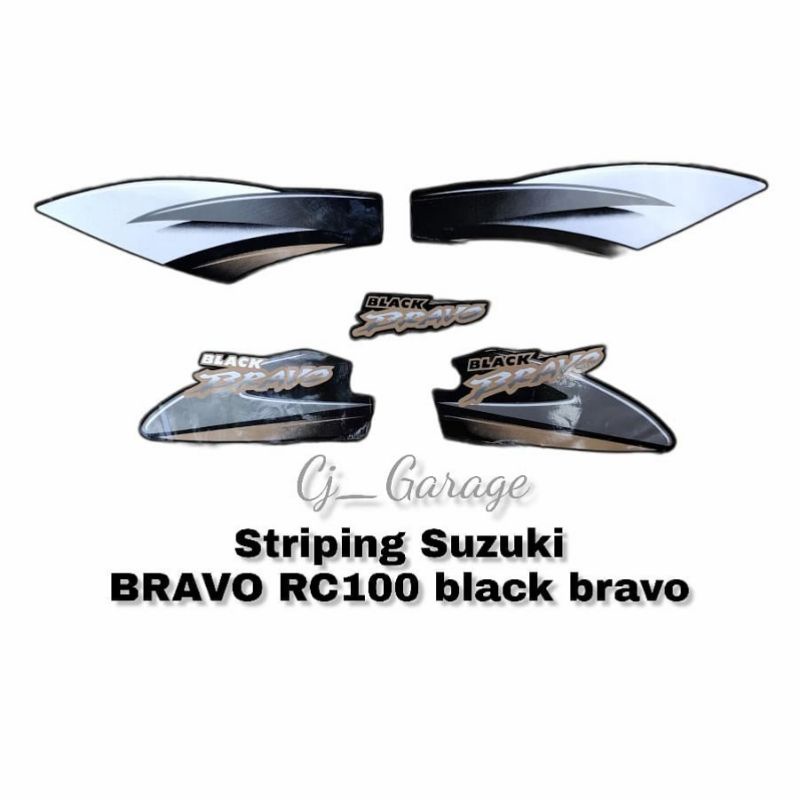 Striping BRAVO RC100 Stiker Suzuki RC100 black bravo silver