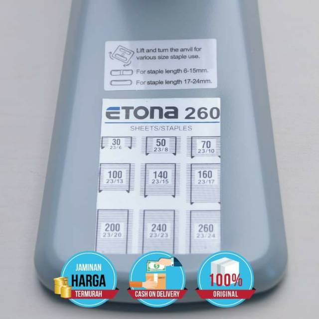 Stapler Etona 260 Heavy Duty / Stapler besar 245 halaman. BONUS ISI 23/17 + 1 BAR 23/24