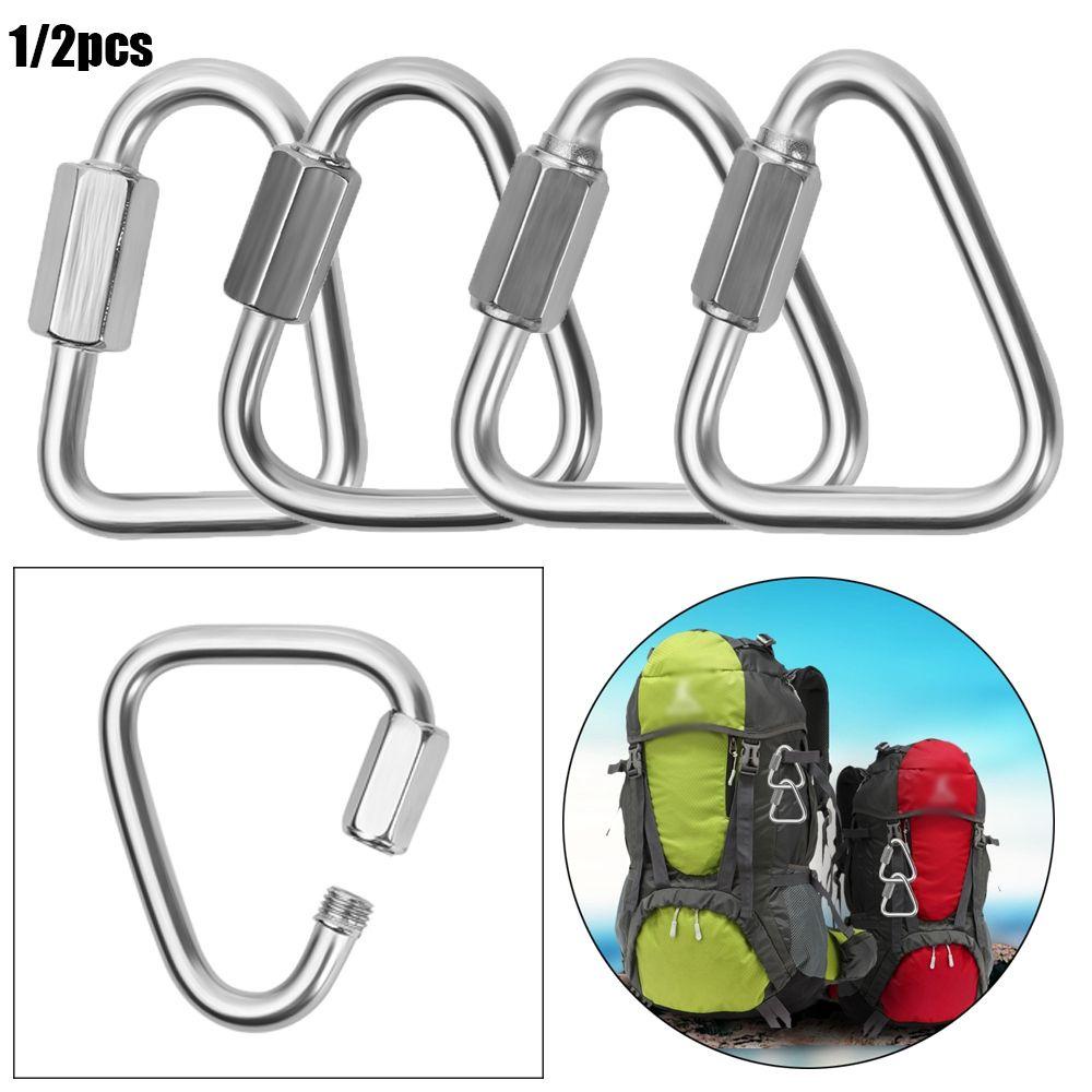 Nanas 1/2pcs Carabiner Segitiga 5ukuran Outdoor Camping Hiking Climbing Peralatan Ketel Gesper Rantai
