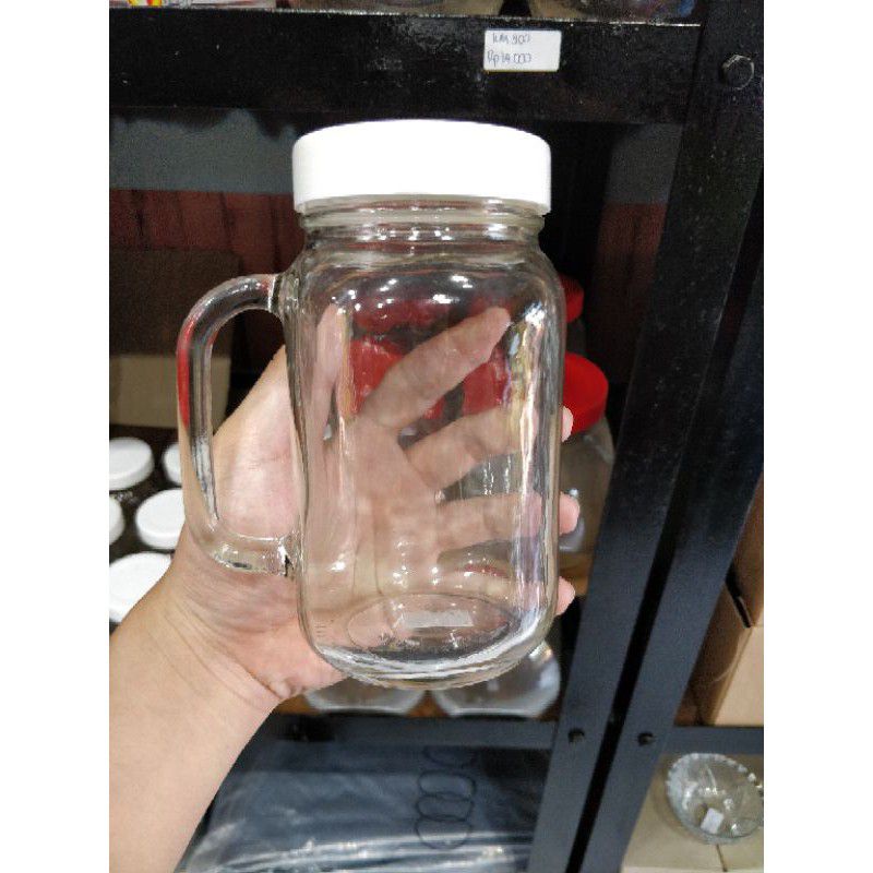 Jual Gelas Jar Kaca Tutup Aesthetic Besar Polos 500ml Tutup Plastik Putih Jumbo Ganggang Kaca 8125