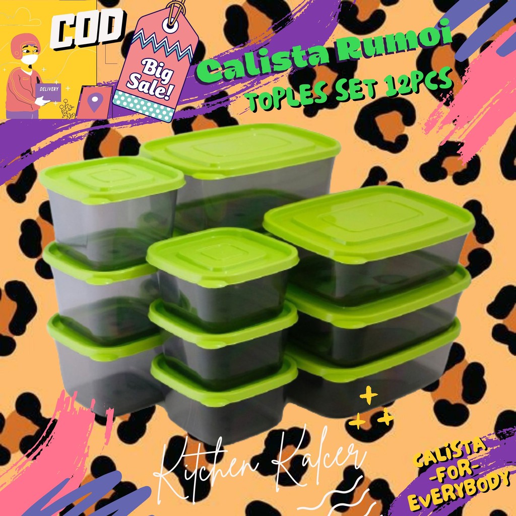FOOD CONTAINER PREMIUM CALISTA RUMOI SEALWARE TOPLES SET ISI 12PCS TEMPAT MAKANAN WADAH BUMBU DAPUR