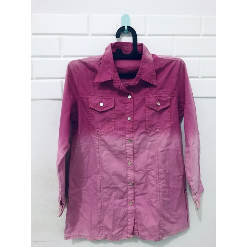 Kemeja Gradasi/ Kemeja Twotone / Kemeja dua warna / Kemeja gradasi pink