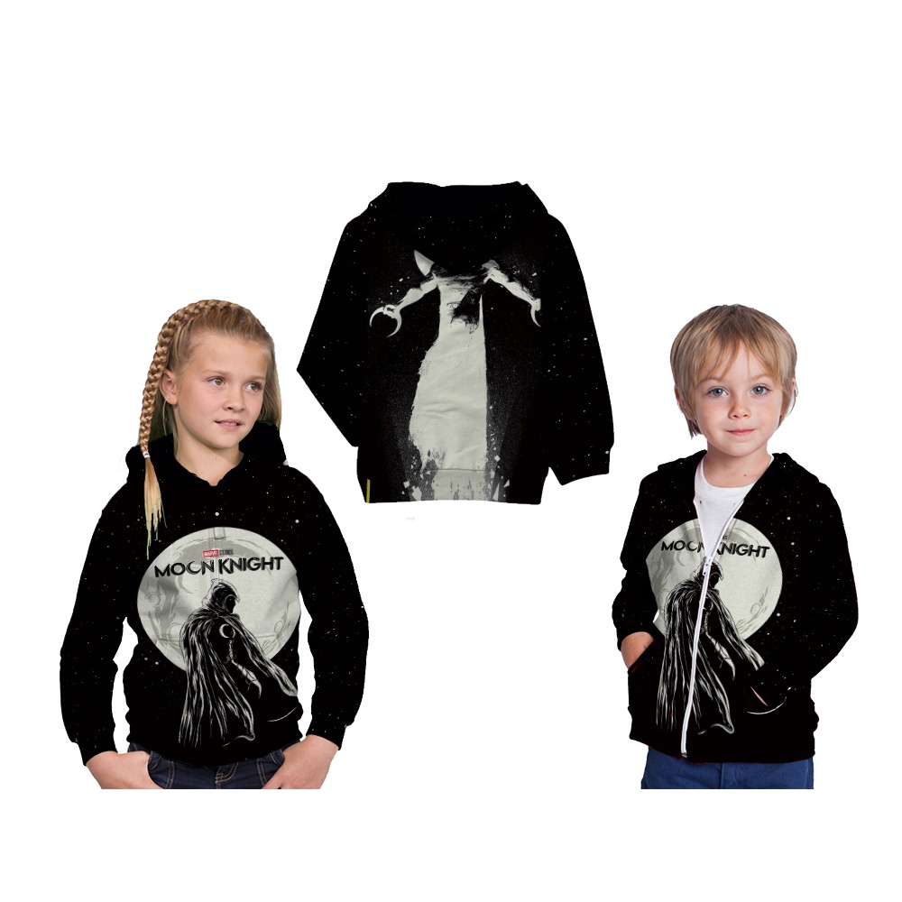 Jaket Hoodie Anak Karakter Superhero Moon Knight Full Printing Custom