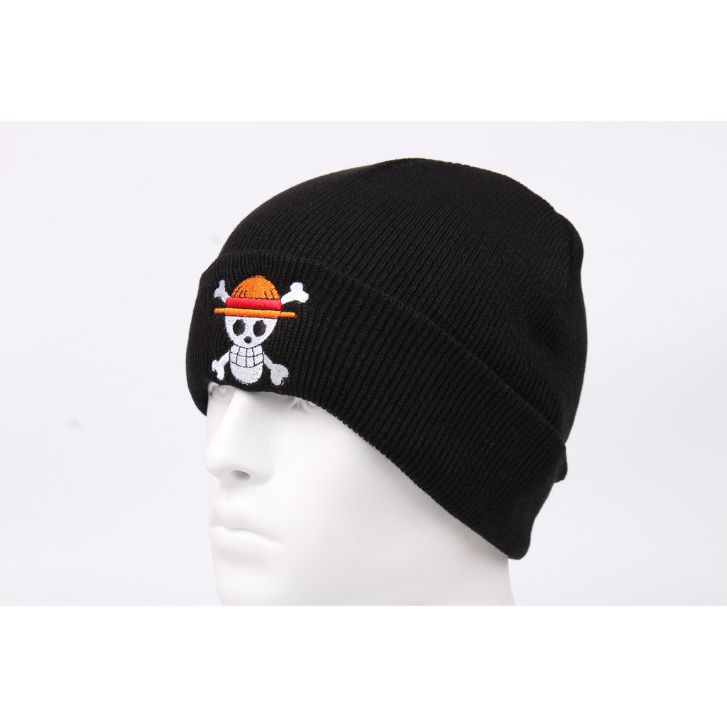 Topi Anime One Piece Beanies Katun Rajutan Topi Kualitas Tinggi Bordir Beanies Topi Bajak Laut Unisex Dropshipping