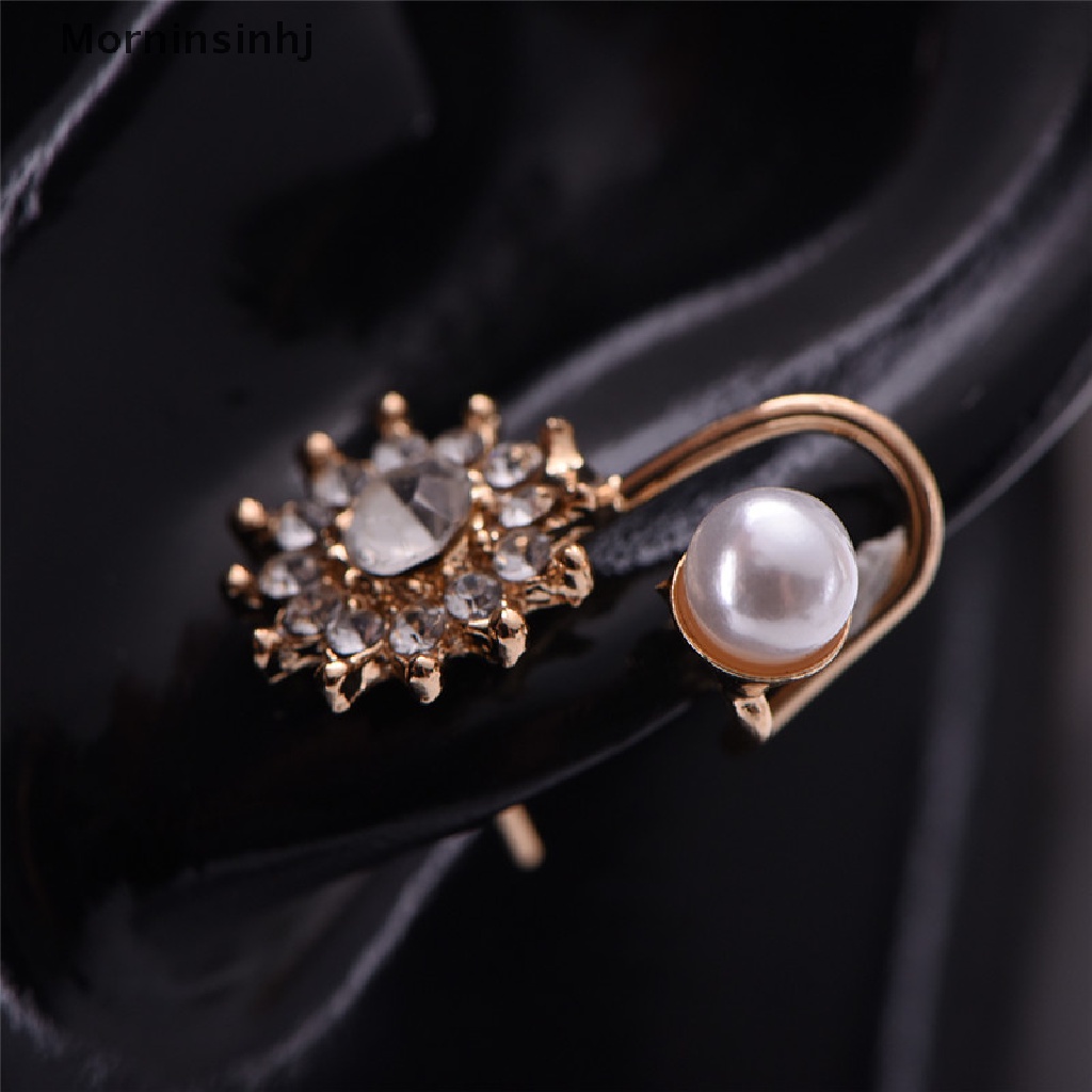 Mornin 1pasang Mutiara Berlian Imitasi Ear Stud Earrings Kristal Telinga Klip Perhiasan Lady Elegan id