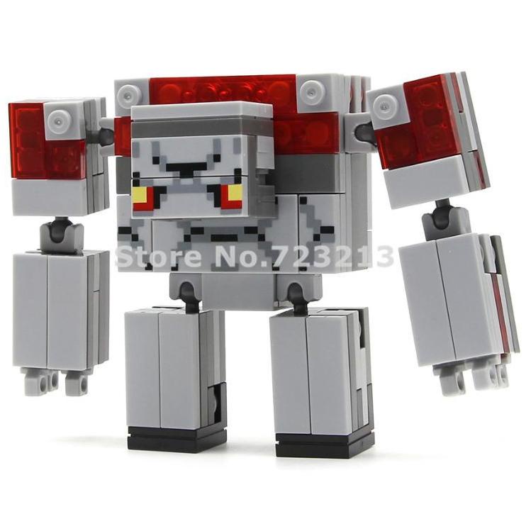 Vms08 Lego Minecraft Redstone Golem Big Hero Mine craft Steve Alex Skeleton Creeper Mainan Bricks ,.