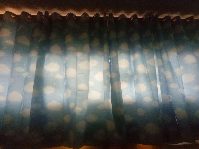 Gorden Blackout Blazer Awan Biru Smokring Silper Ukuran L140×200 T Pintu Jendela