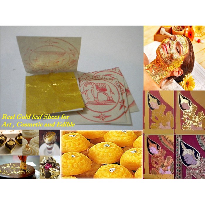

edible gold leaf 8 x 8 cm pure 24k gold mask spa