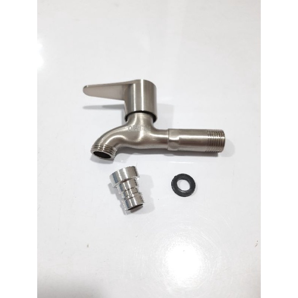 Kran air Tembok Satin ENGKOL TAMAN 1/2&quot; Stainless steel ASLI (G742)