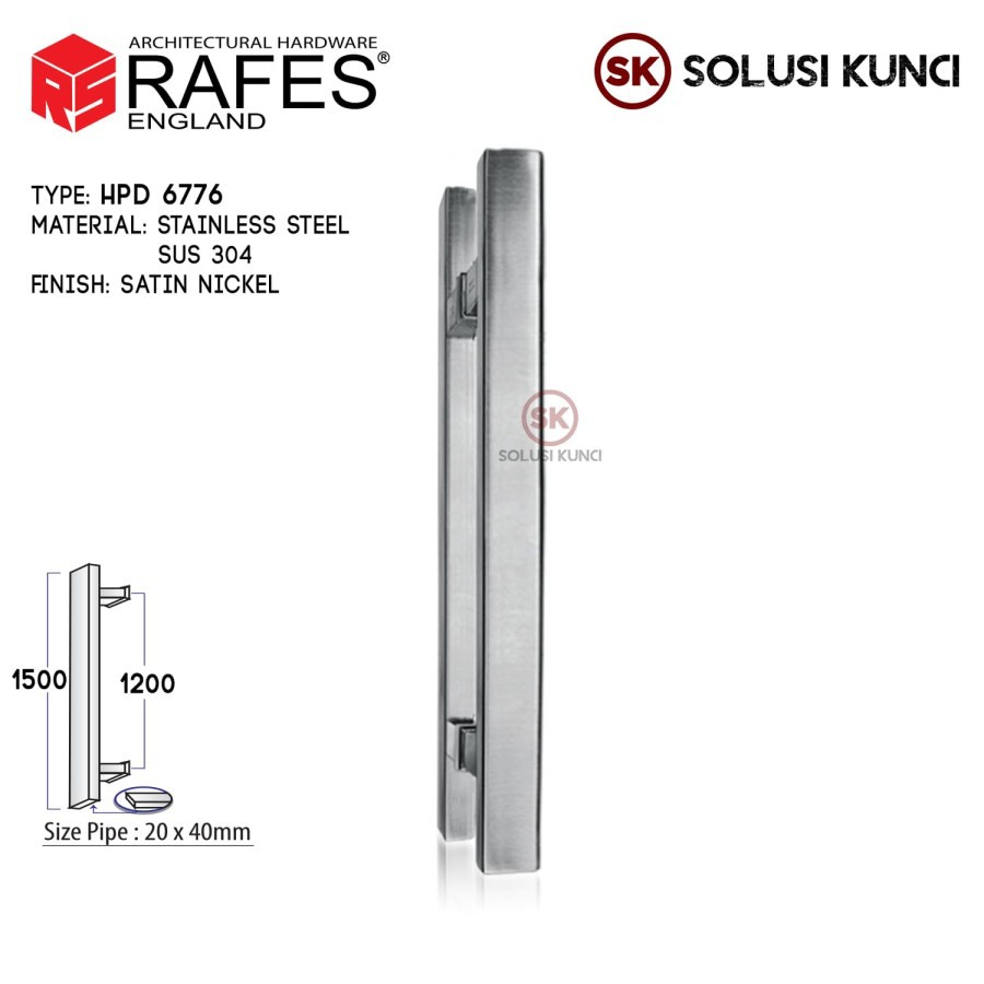 Handle Pintu / Tarikan Pintu Depan RAFES ENGLAND SUS 304 (HPD 6776)