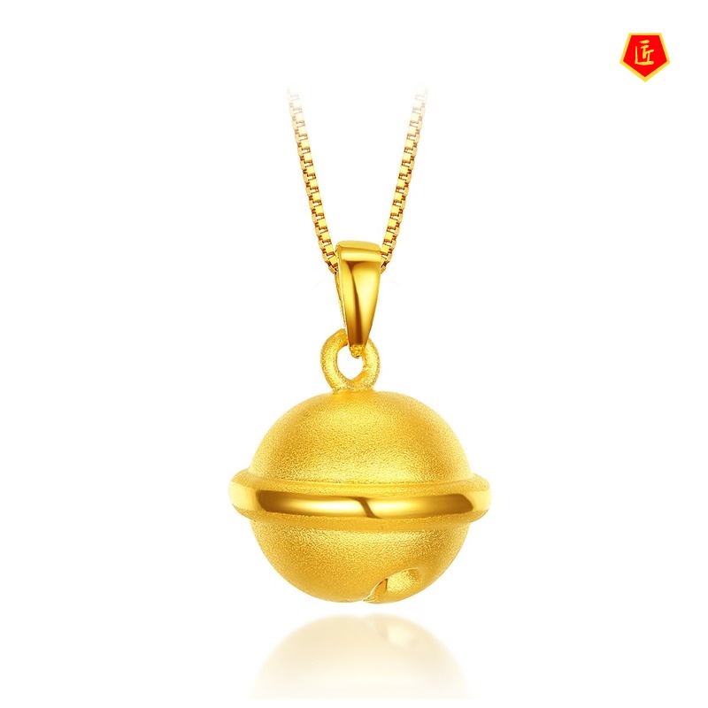 [Ready Stock]3D Creative Bell Pendant Kids' Golden Luck Bringer Necklace