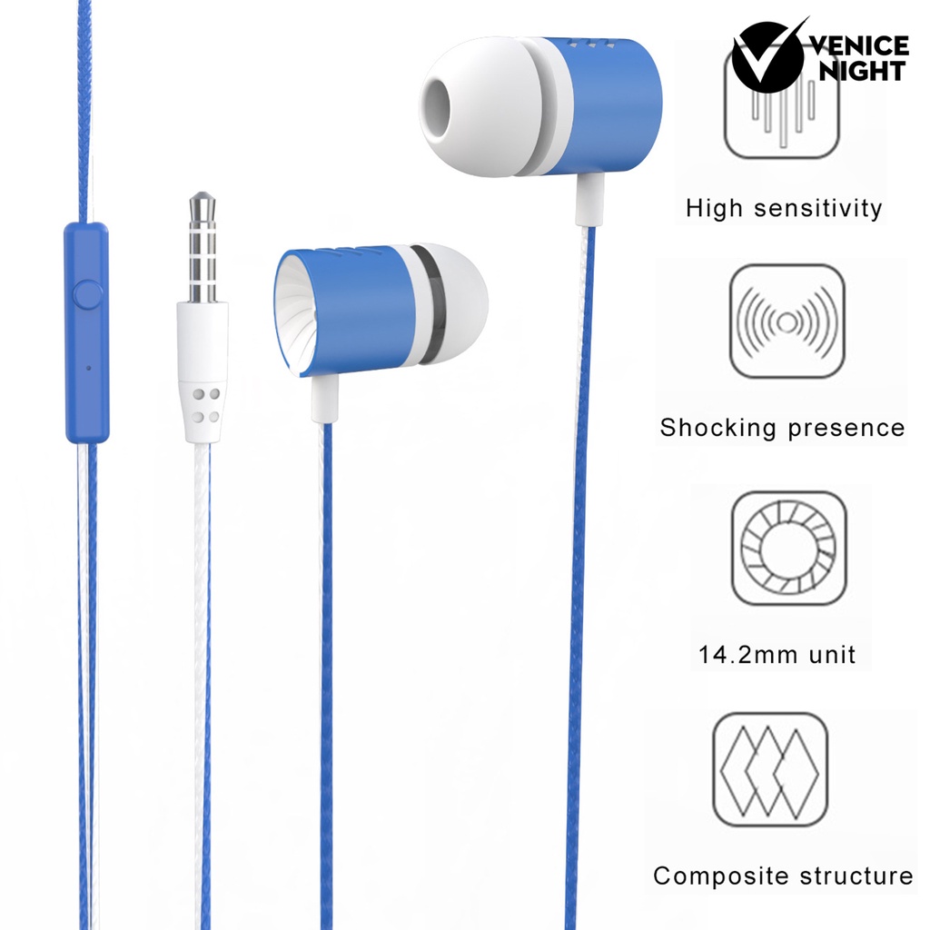 (VNEP) (Berkabel) Headset Earphone Earbuds Sport In-ear Bass Kuat Noise Canceling Ergonomis Jack 3.5mm Untuk Gaming / Lari