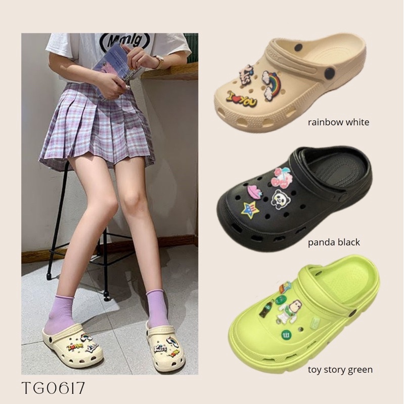 SHOEGALLERY  TG0617 Sandal Slop  wanita Motif Rainbow Import/Sandal Rumah Wanita Motif Trendy